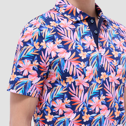 Bugatchi Hendrix Floral Polo Shirt Navy