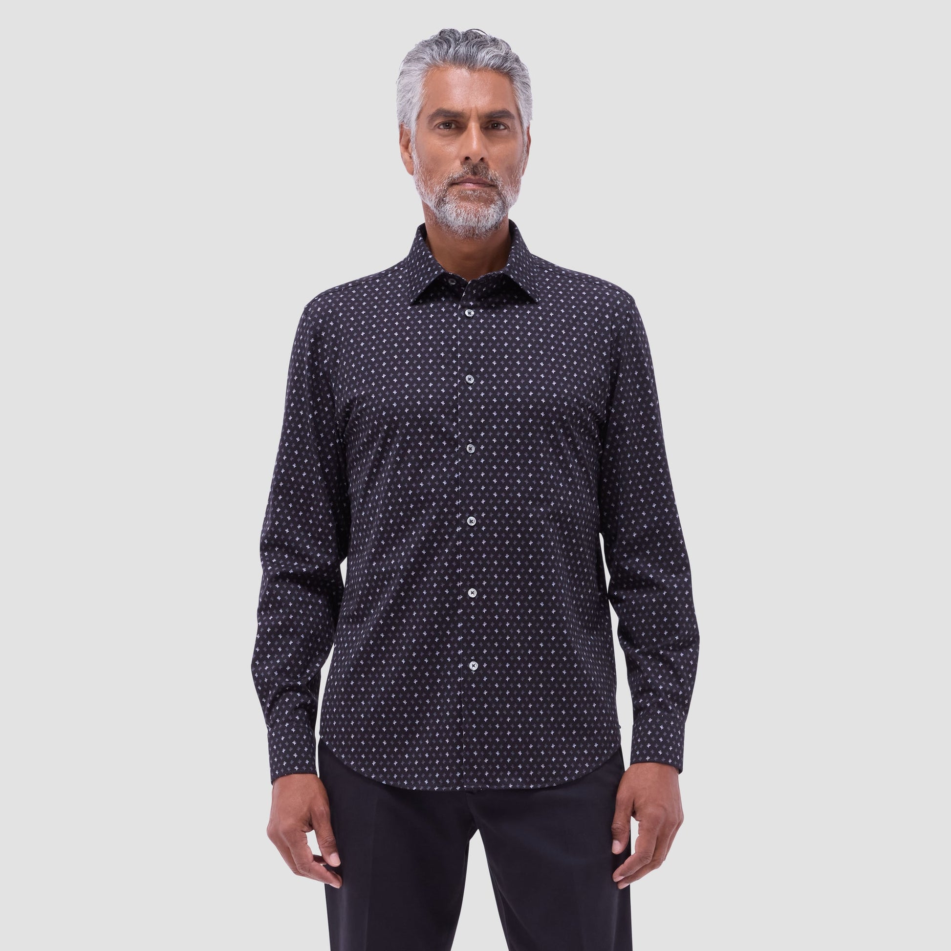 Bugatchi James Floral OoohCotton® Shirt Black