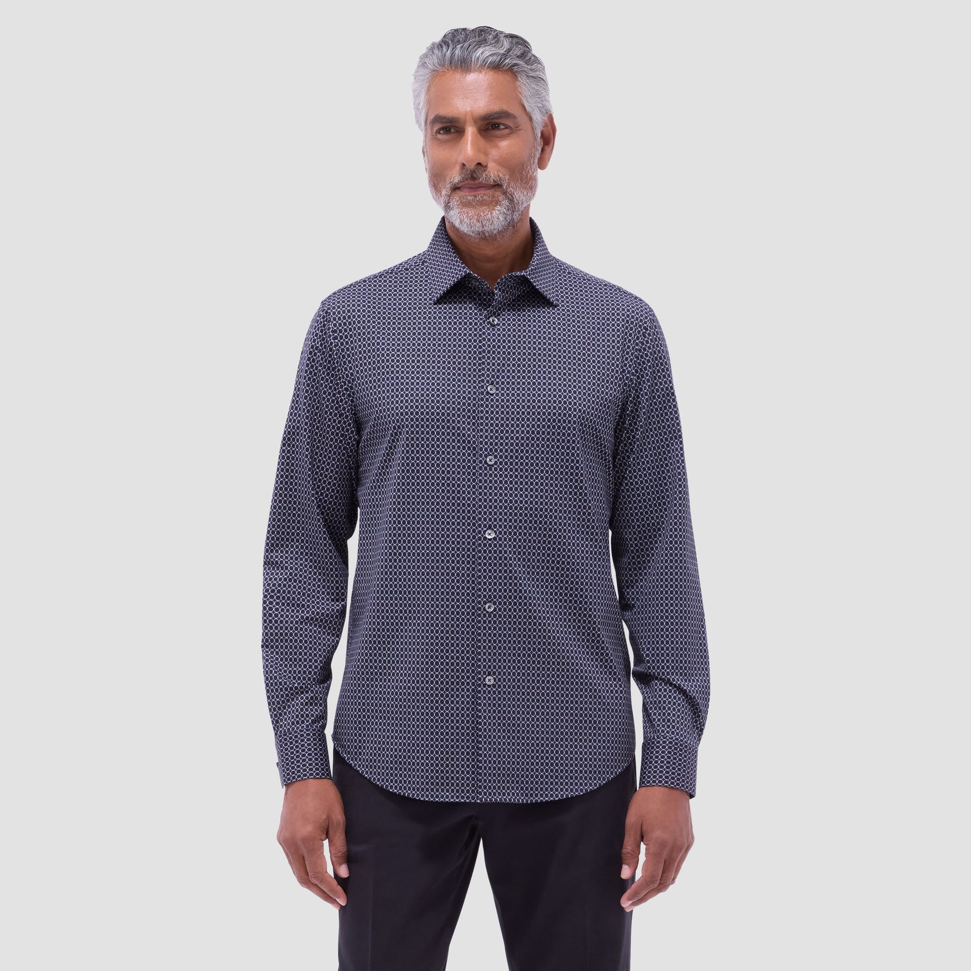 Bugatchi James Geometric Hexagon OoohCotton® Shirt Black