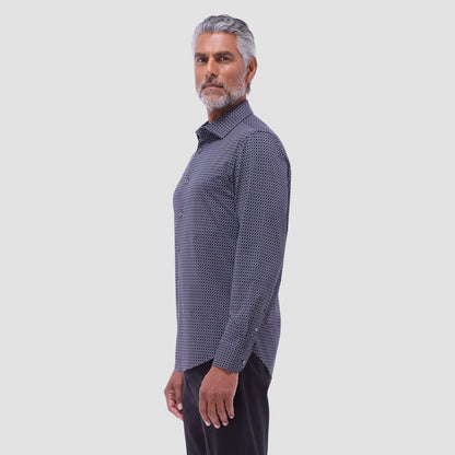 Bugatchi James Geometric Hexagon OoohCotton® Shirt Black