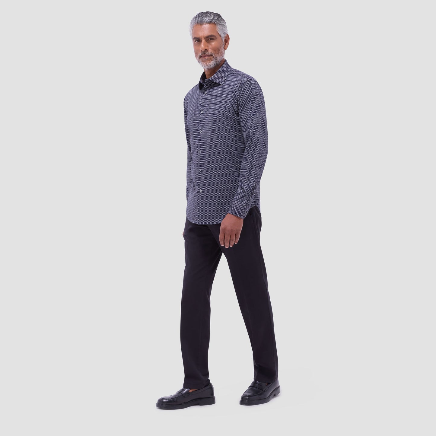 Bugatchi James Geometric Hexagon OoohCotton® Shirt Black
