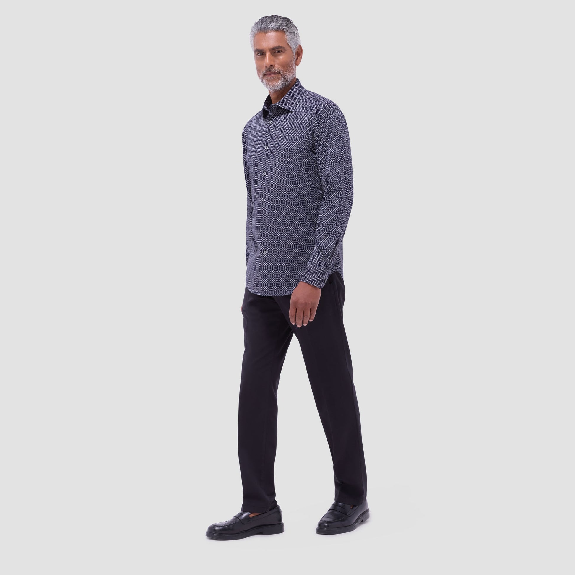 Bugatchi James Geometric Hexagon OoohCotton® Shirt Black