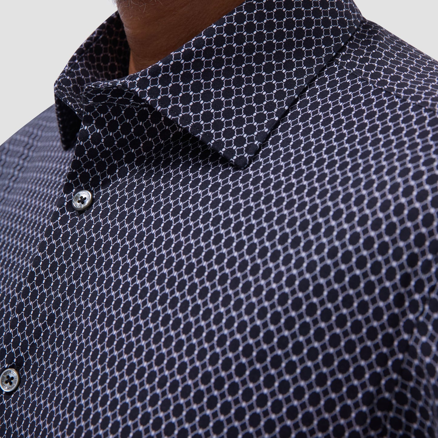 Bugatchi James Geometric Hexagon OoohCotton® Shirt Black