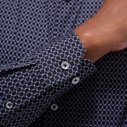 Bugatchi James Geometric Hexagon OoohCotton® Shirt Black