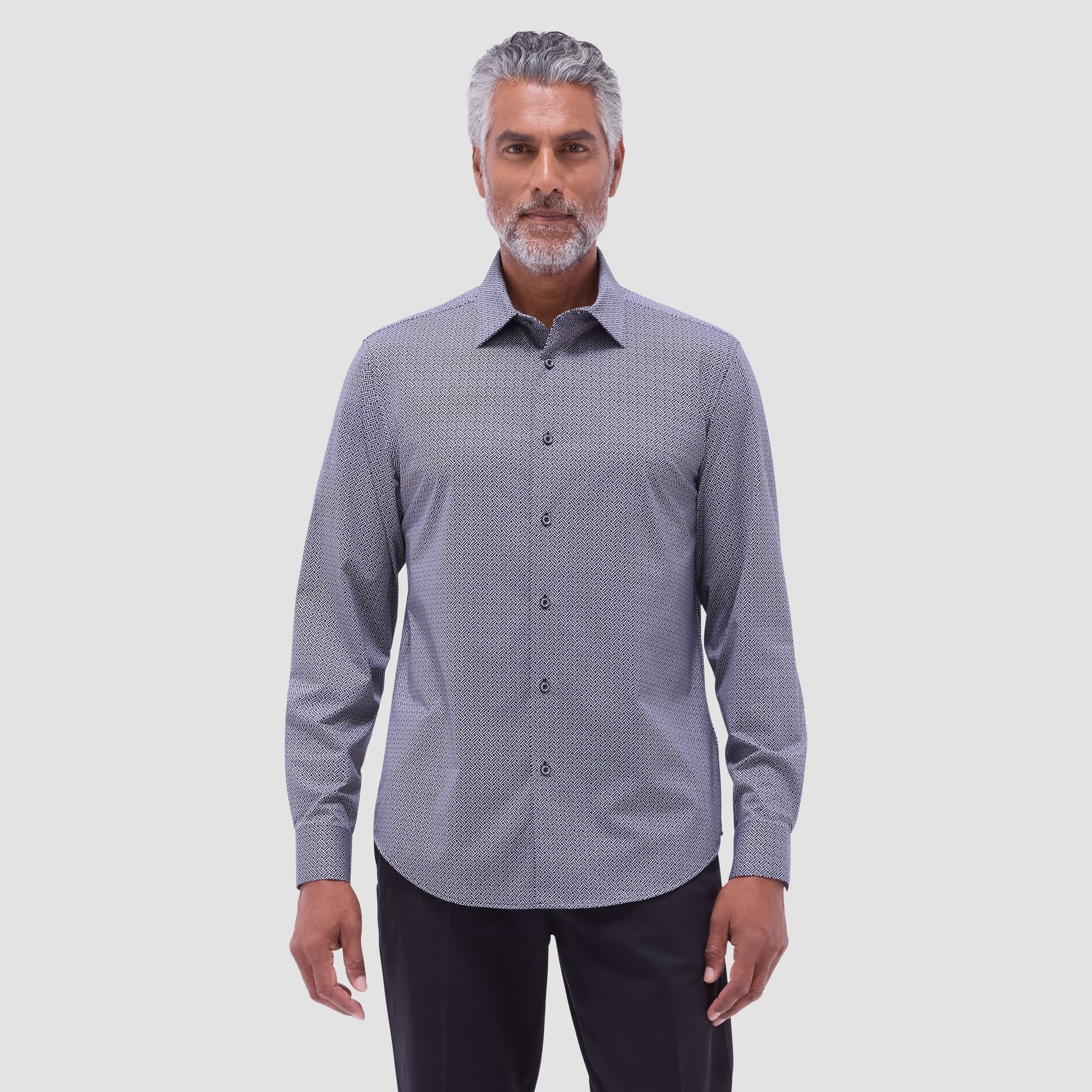 Bugatchi James Basketweave OoohCotton® Shirt Black
