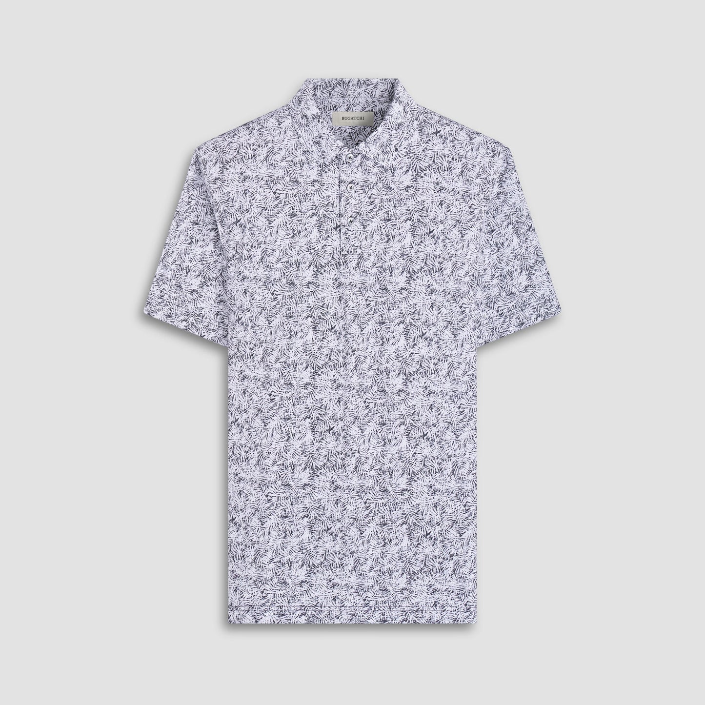 Bugatchi Victor Leaf Print OoohCotton® Polo Shirt Black