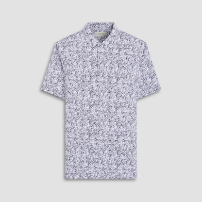 Bugatchi Victor Leaf Print OoohCotton® Polo Shirt Black