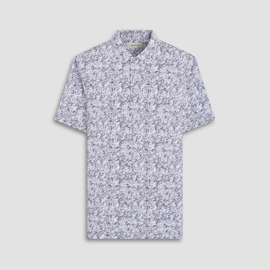 Bugatchi Victor Leaf Print OoohCotton® Polo Shirt Black