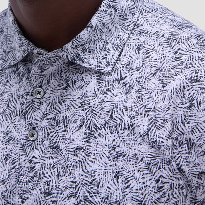 Bugatchi Victor Leaf Print OoohCotton® Polo Shirt Black