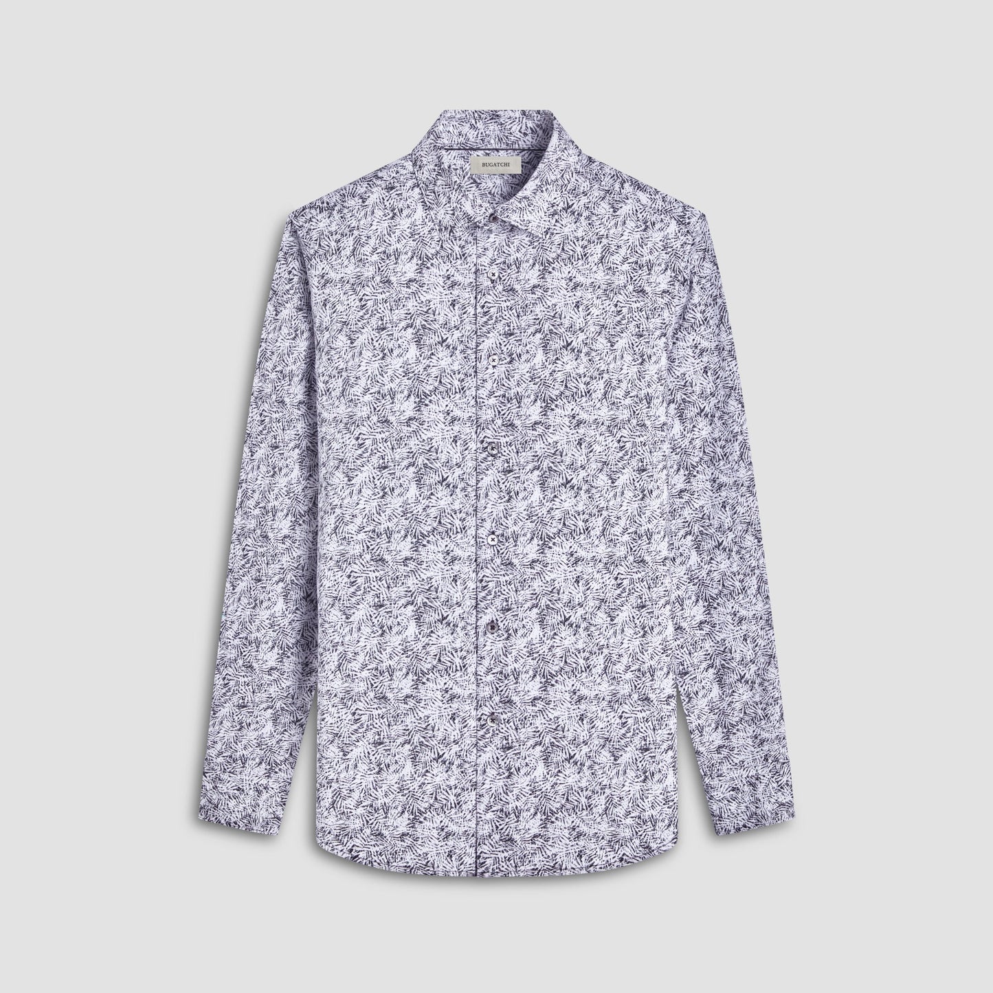 Bugatchi James Leaf Print OoohCotton® Shirt Black