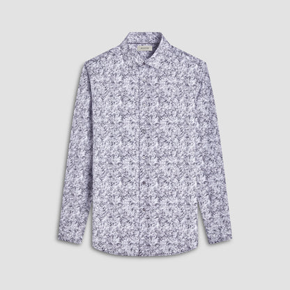 Bugatchi James Leaf Print OoohCotton® Shirt Black