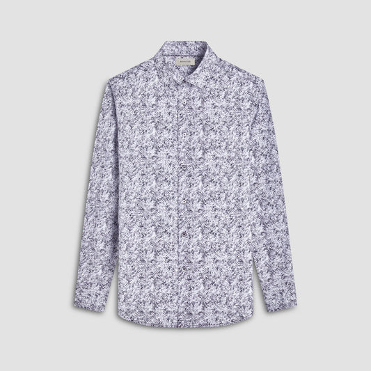 Bugatchi James Leaf Print OoohCotton® Shirt Black