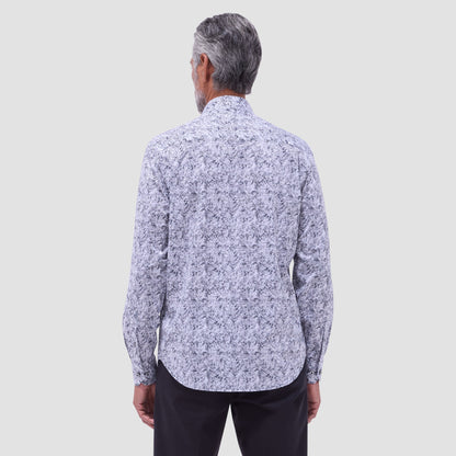 Bugatchi James Leaf Print OoohCotton® Shirt Black