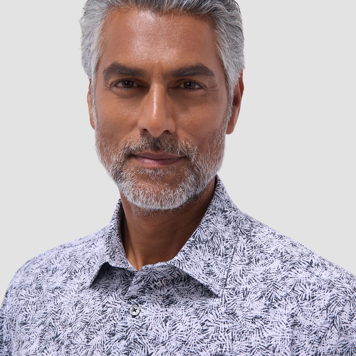 Bugatchi James Leaf Print OoohCotton® Shirt Black