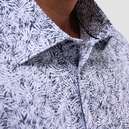 Bugatchi James Leaf Print OoohCotton® Shirt Black