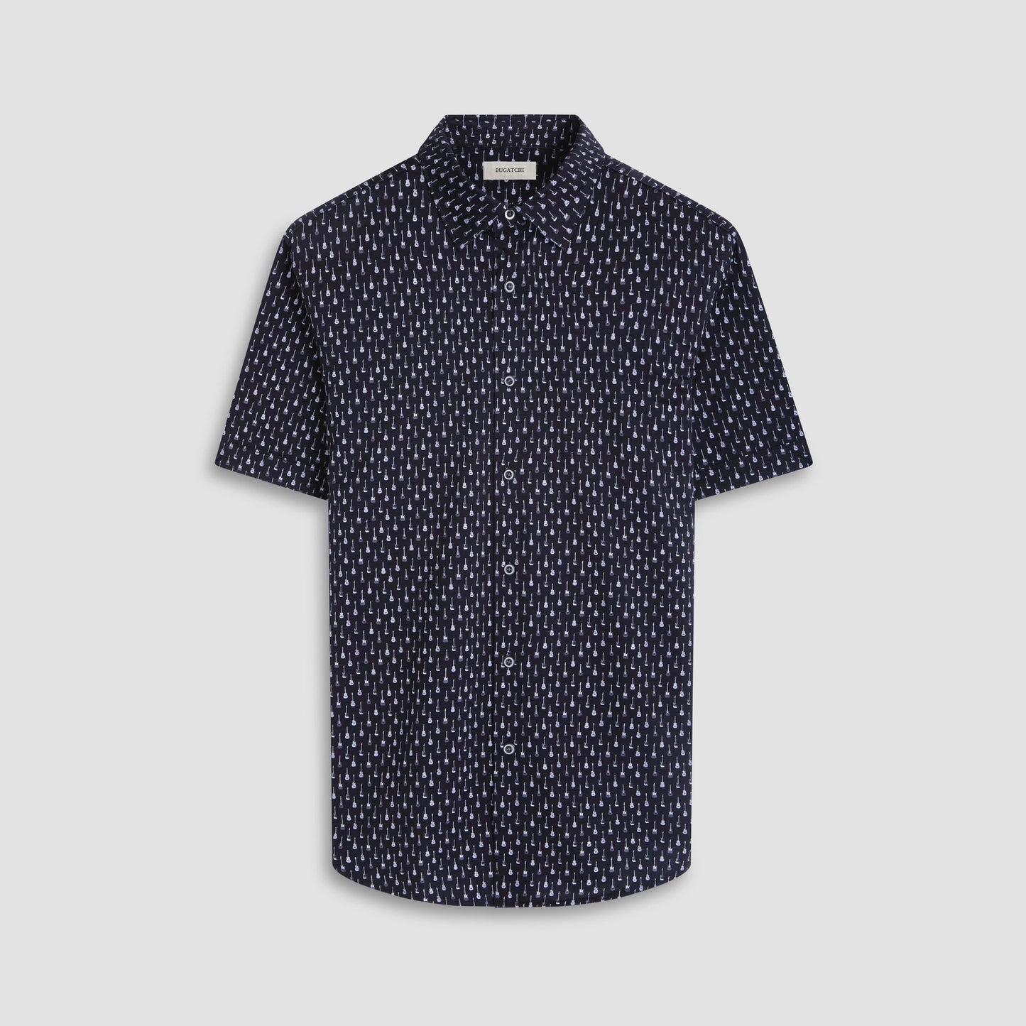 Bugatchi Miles Guitar OoohCotton® Short-Sleeve Shirt Black