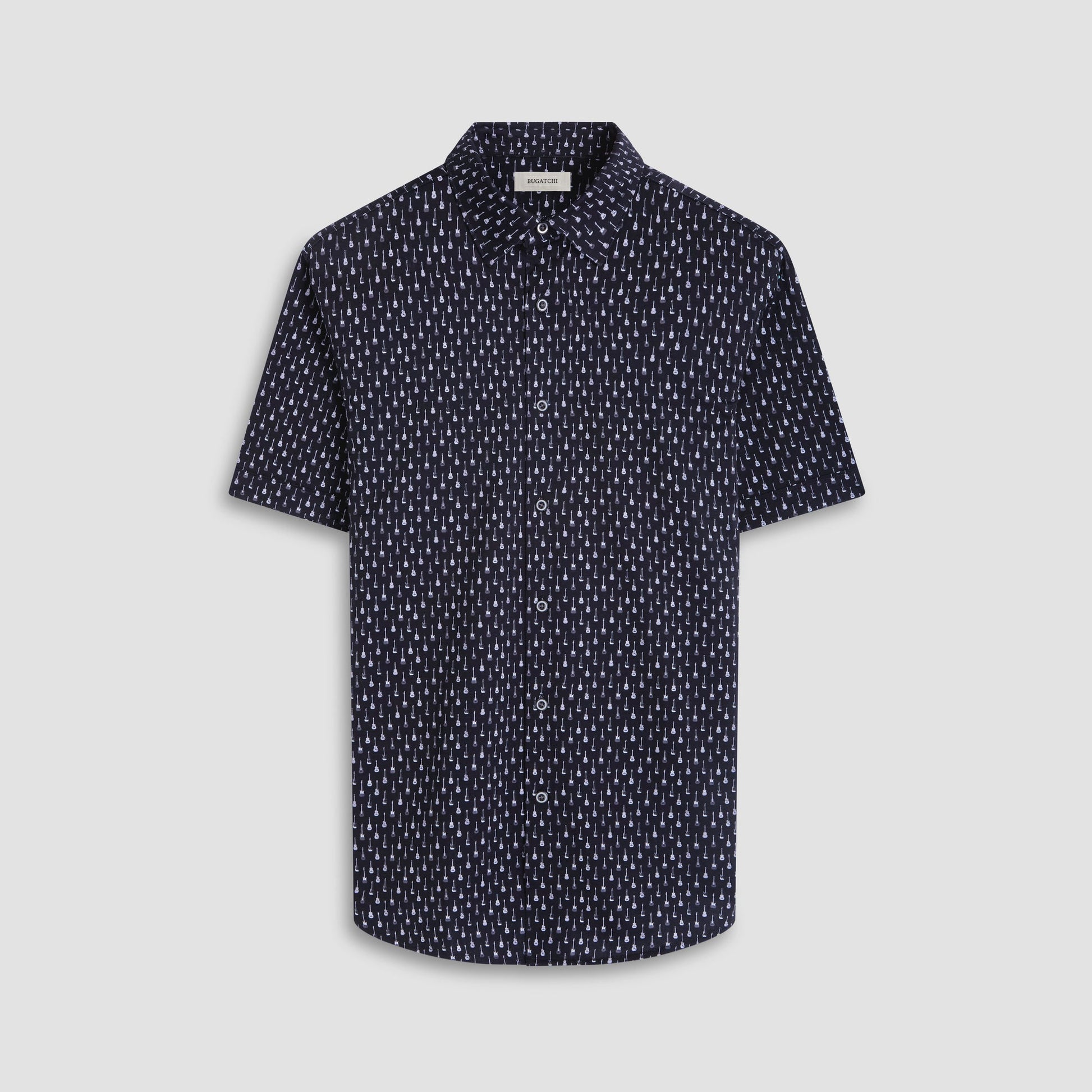 Bugatchi Miles Guitar OoohCotton® Short-Sleeve Shirt Black
