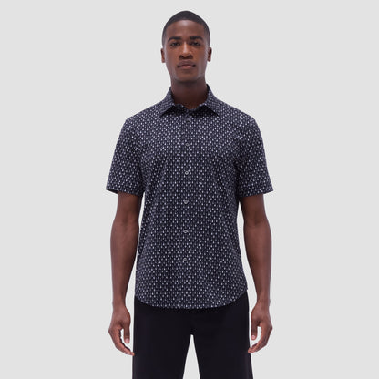 Bugatchi Miles Guitar OoohCotton® Short-Sleeve Shirt Black