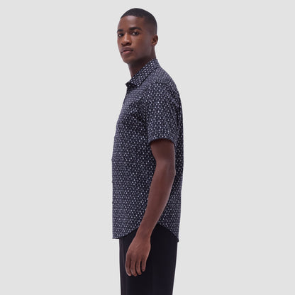 Bugatchi Miles Guitar OoohCotton® Short-Sleeve Shirt Black