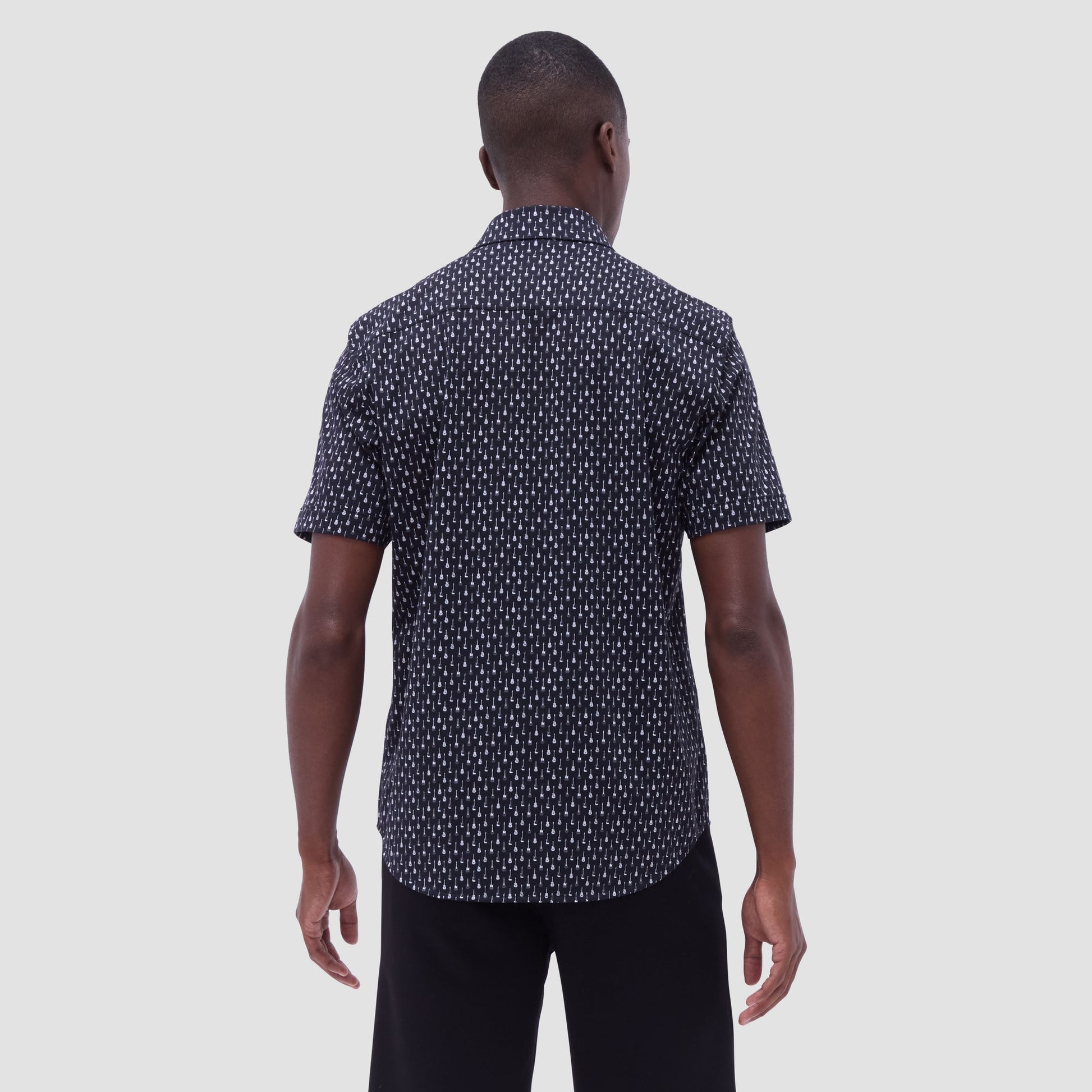 Bugatchi Miles Guitar OoohCotton® Short-Sleeve Shirt Black