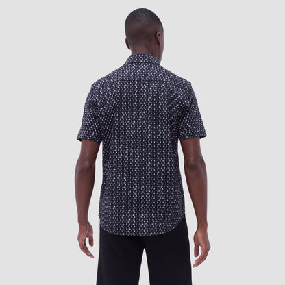 Bugatchi Miles Guitar OoohCotton® Short-Sleeve Shirt Black