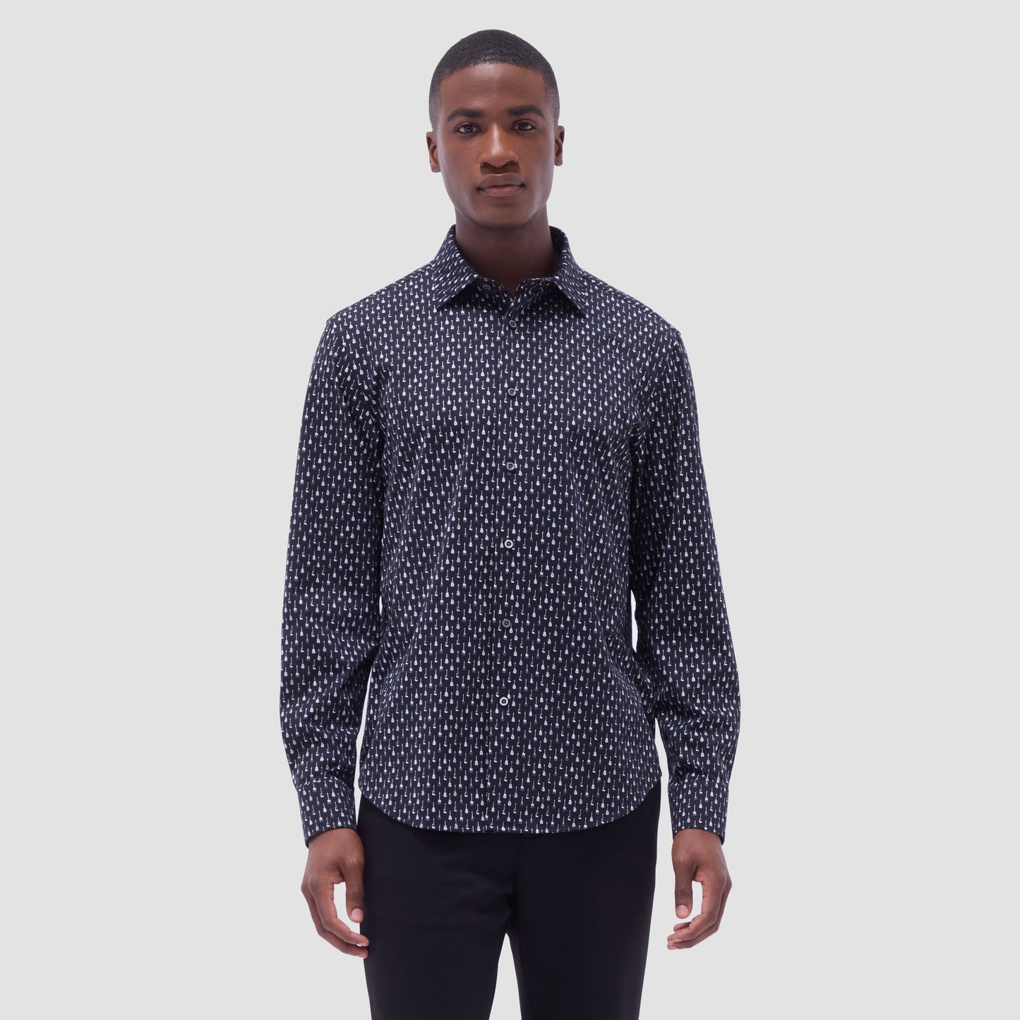 Bugatchi James Guitar OoohCotton® Shirt Black