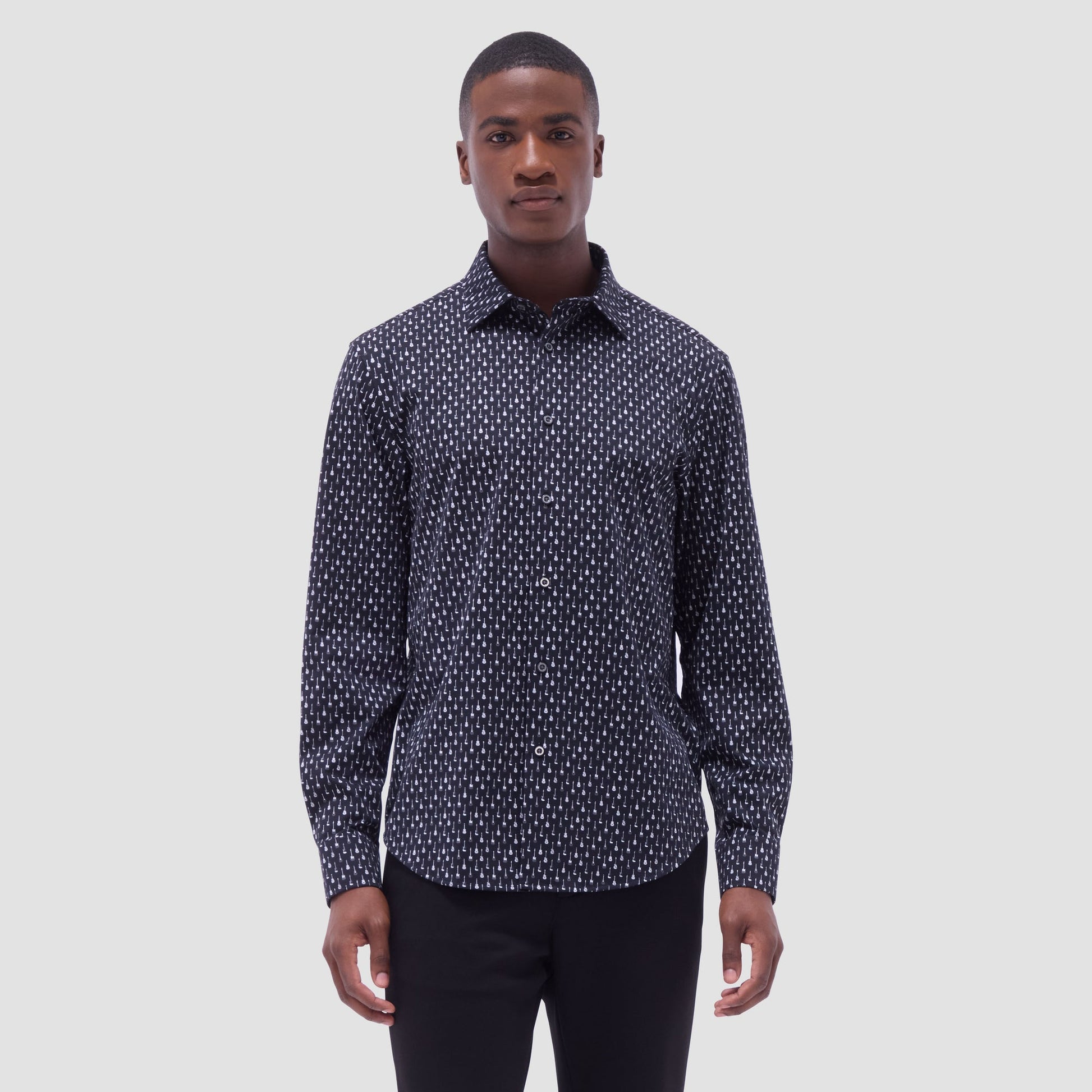 Bugatchi James Guitar OoohCotton® Shirt Black