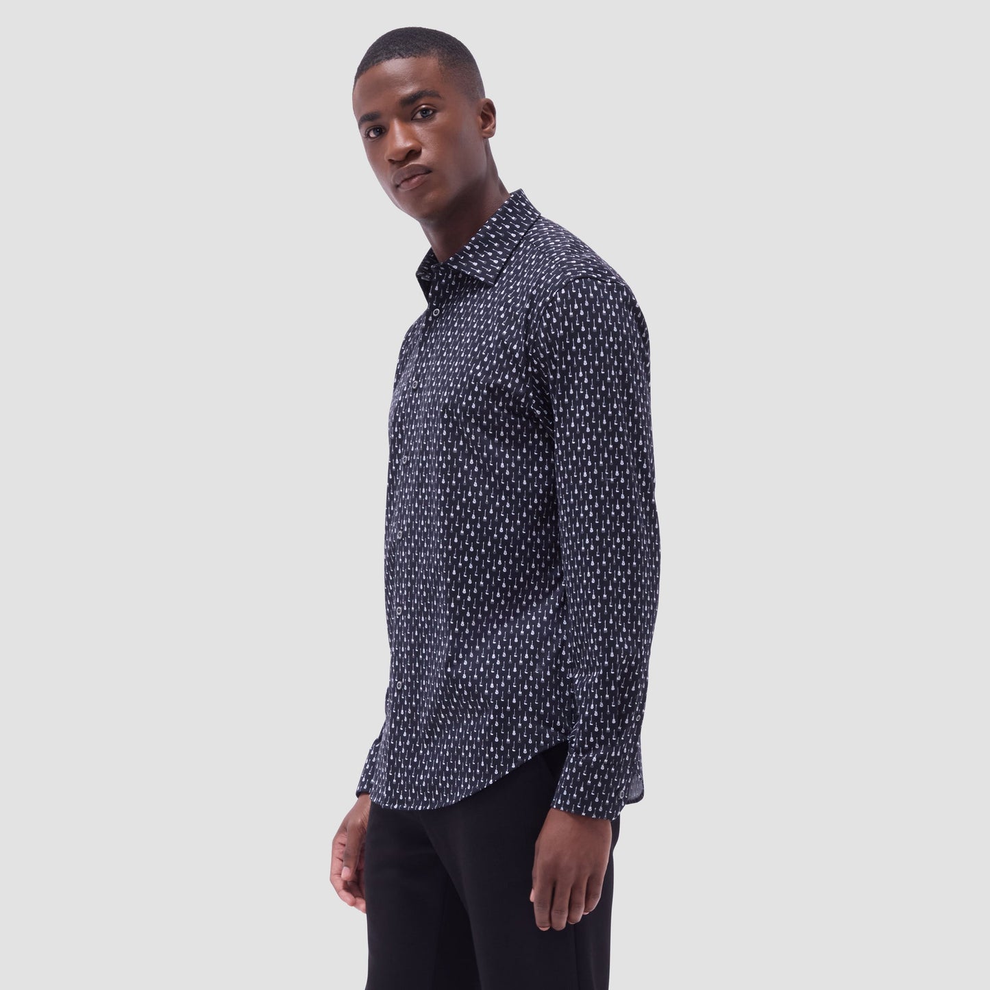 Bugatchi James Guitar OoohCotton® Shirt Black