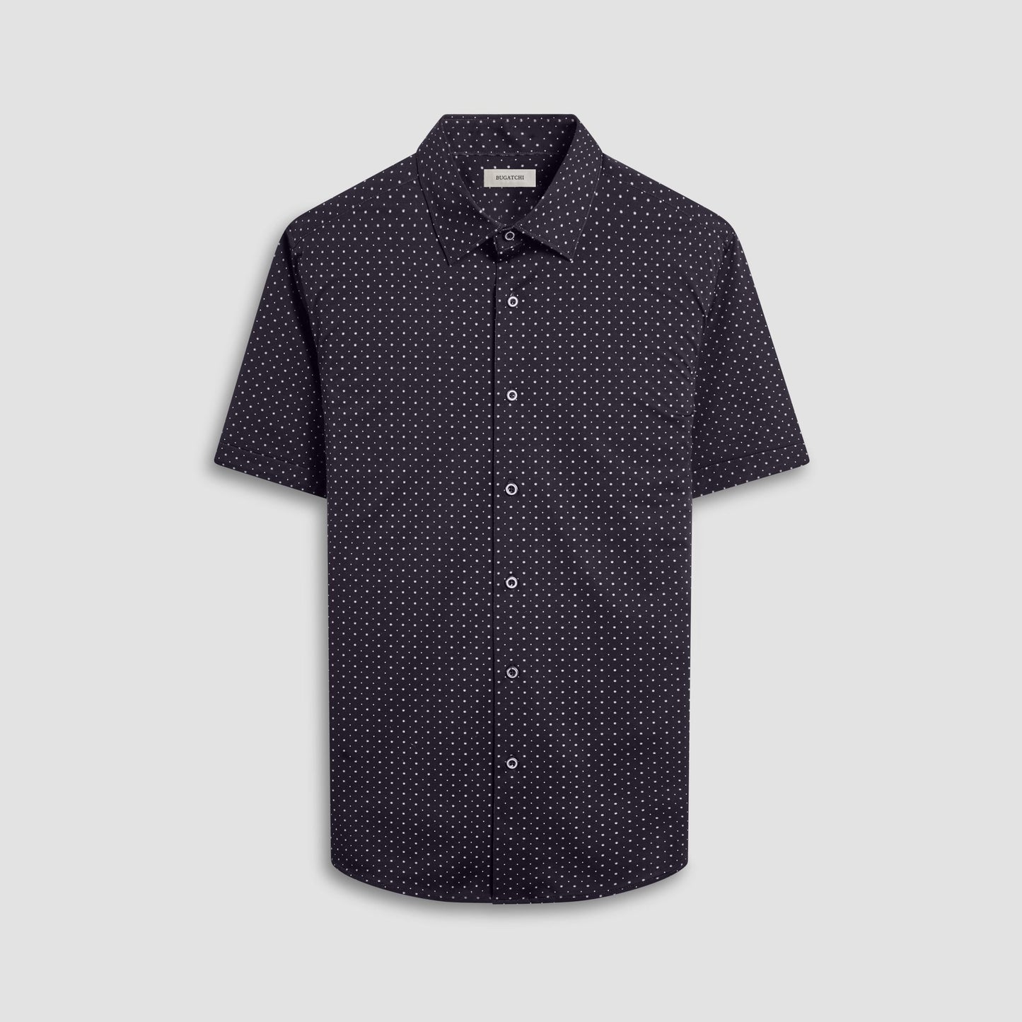 Bugatchi Miles Geometric OoohCotton® Short-Sleeve Shirt Black