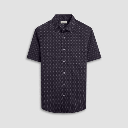 Bugatchi Miles Geometric OoohCotton® Short-Sleeve Shirt Black