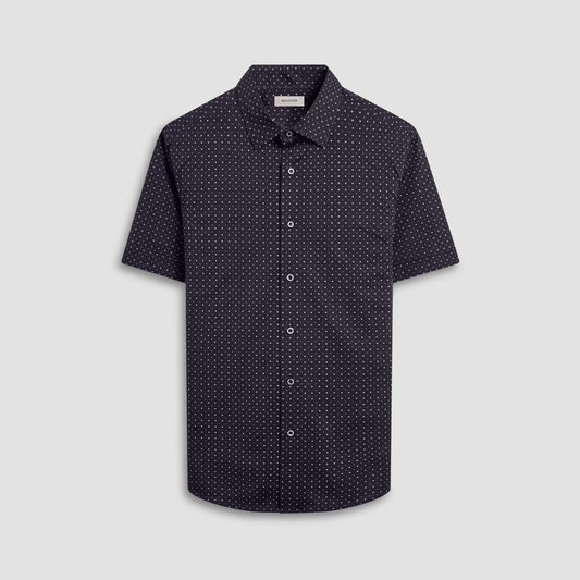 Bugatchi Miles Geometric OoohCotton® Short-Sleeve Shirt Black