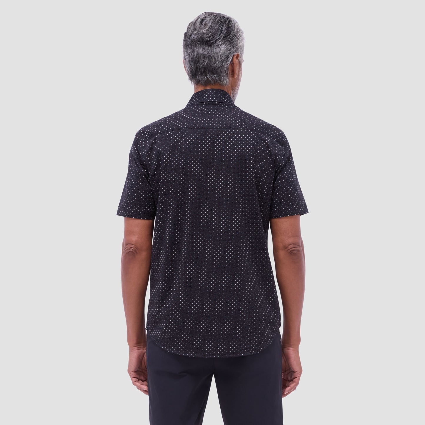 Bugatchi Miles Geometric OoohCotton® Short-Sleeve Shirt Black