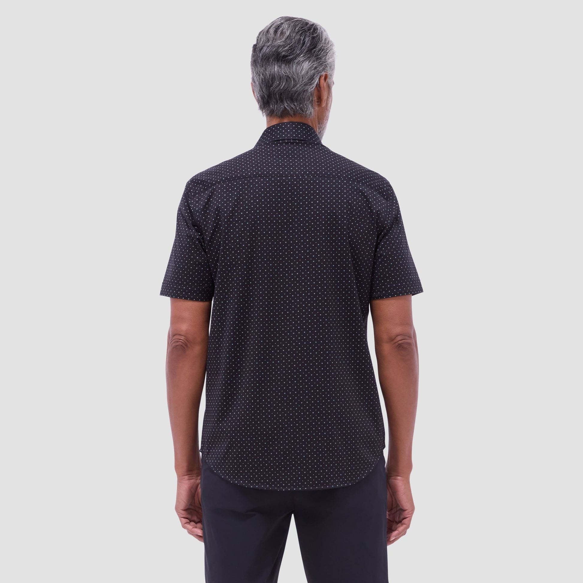 Bugatchi Miles Geometric OoohCotton® Short-Sleeve Shirt Black