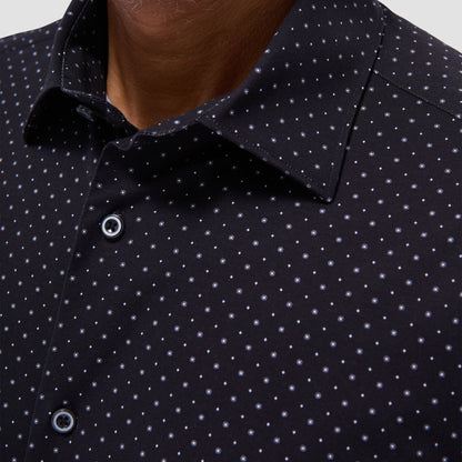 Bugatchi Miles Geometric OoohCotton® Short-Sleeve Shirt Black