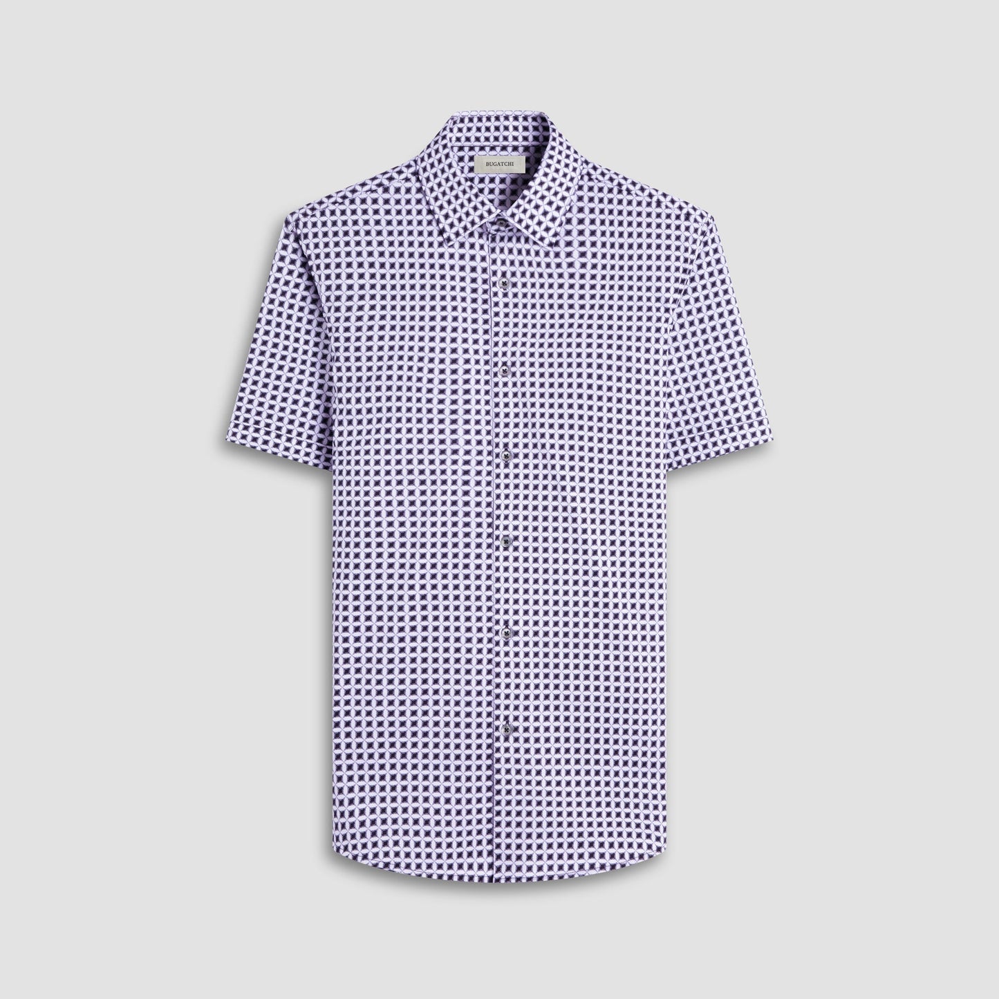 Bugatchi Miles Geometric OoohCotton® Short-Sleeve Shirt Zinc