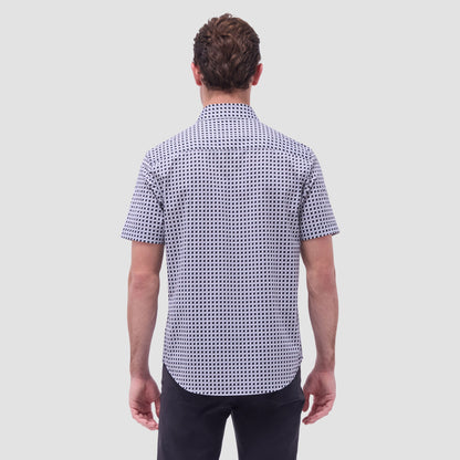 Bugatchi Miles Geometric OoohCotton® Short-Sleeve Shirt Zinc