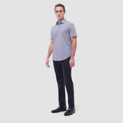 Bugatchi Miles Geometric OoohCotton® Short-Sleeve Shirt Zinc