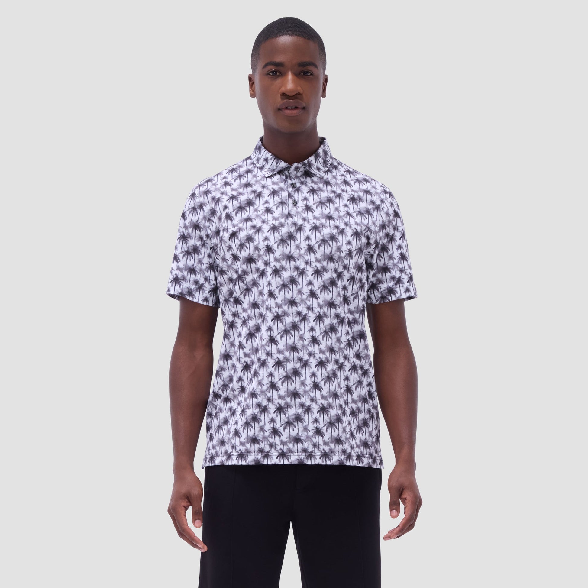 Bugatchi Victor Palm Tree OoohCotton® Polo Shirt Zinc