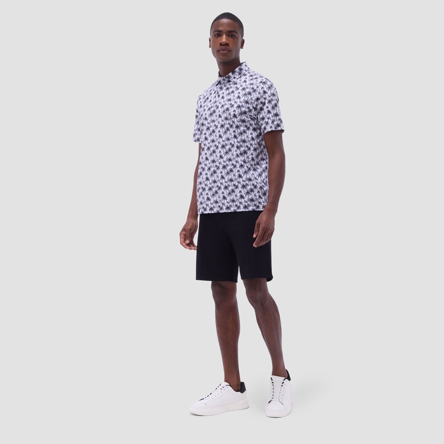 Bugatchi Victor Palm Tree OoohCotton® Polo Shirt Zinc