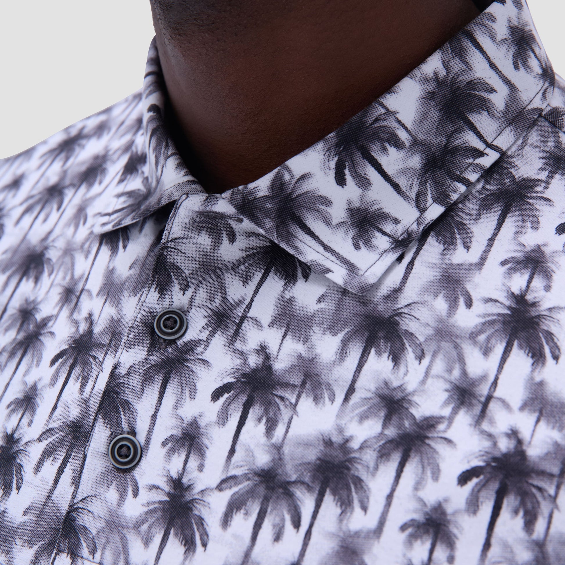 Bugatchi Victor Palm Tree OoohCotton® Polo Shirt Zinc