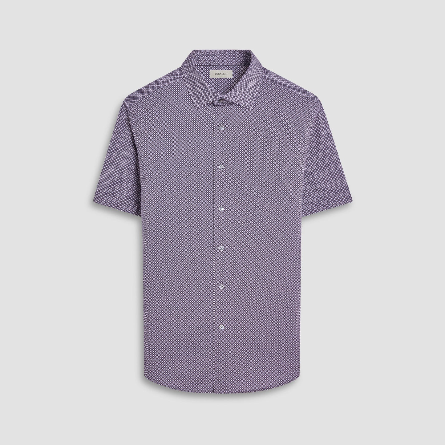 Bugatchi Miles Geometric OoohCotton® Short-Sleeve Shirt Black