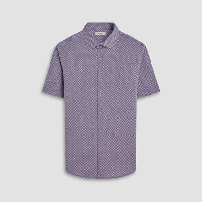 Bugatchi Miles Geometric OoohCotton® Short-Sleeve Shirt Black