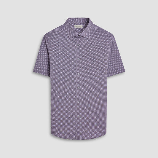 Bugatchi Miles Geometric OoohCotton® Short-Sleeve Shirt Black
