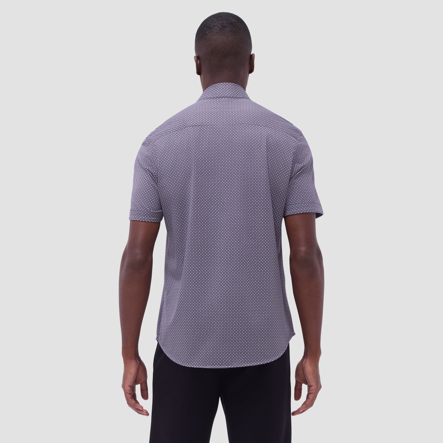 Bugatchi Miles Geometric OoohCotton® Short-Sleeve Shirt Black