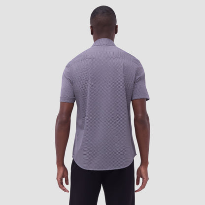 Bugatchi Miles Geometric OoohCotton® Short-Sleeve Shirt Black