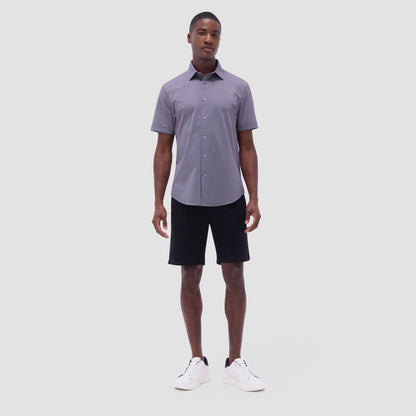 Bugatchi Miles Geometric OoohCotton® Short-Sleeve Shirt Black