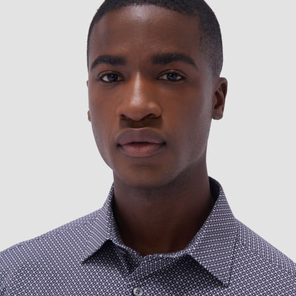 Bugatchi Miles Geometric OoohCotton® Short-Sleeve Shirt Black