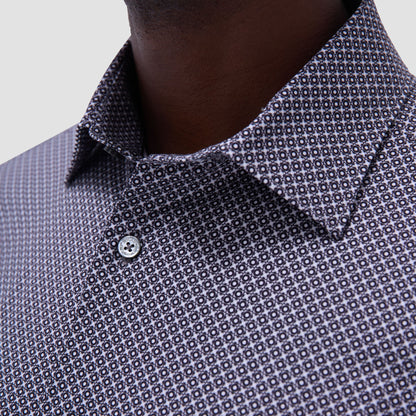 Bugatchi Miles Geometric OoohCotton® Short-Sleeve Shirt Black
