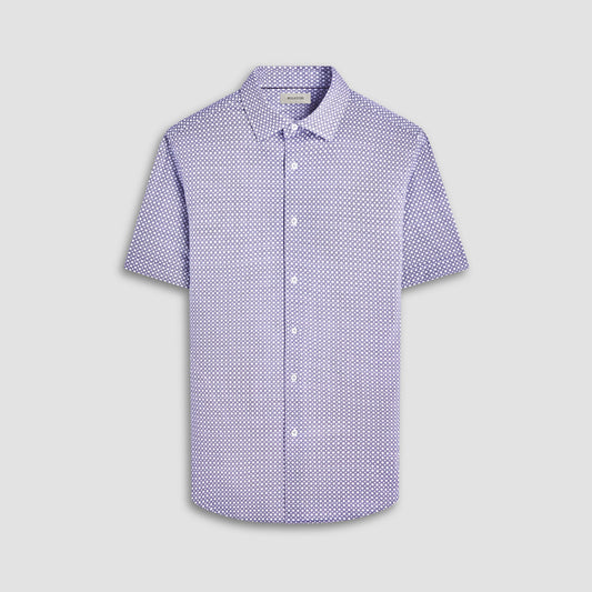 Bugatchi Miles Geometric OoohCotton® Short-Sleeve Shirt Platinum