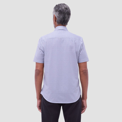 Bugatchi Miles Geometric OoohCotton® Short-Sleeve Shirt Platinum